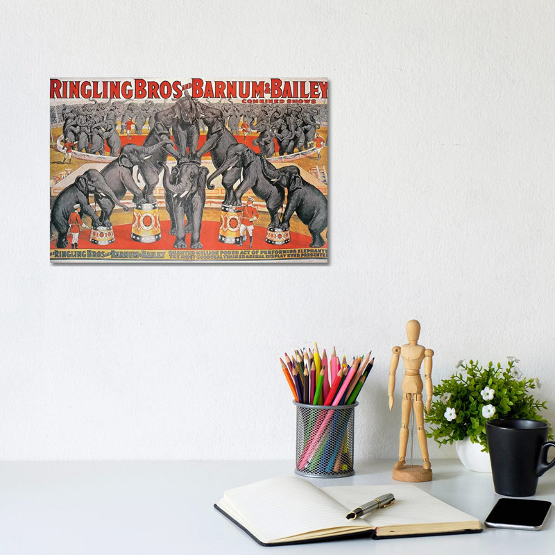 Barnum And Bailey Circus Poster by American School - Wrapped Canvas Print, 20.32cm H x 30.48cm W x 1.905cm D