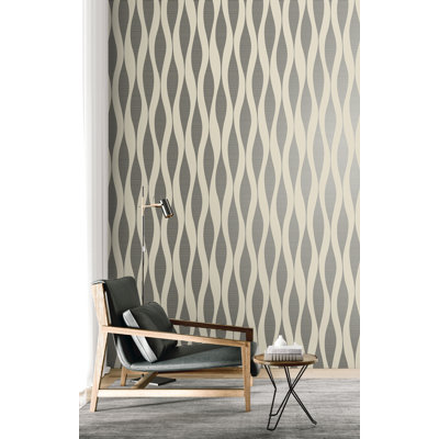 Designs Oyster Harmony Ikat Waves Non-Woven Unpasted Wallpaper