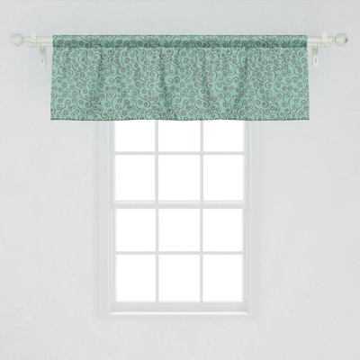 Ambesonne Abstract Valance Pack of 2 Bicolored Curvy Elements Seafoam and Umber