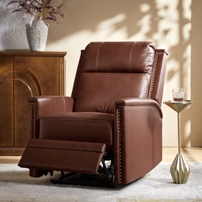 Fauteuil inclinable électrique en cuir véritable avec garniture cloutée et port USB intégré