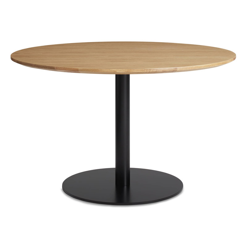 Easy Round Dining Table, Matte Black, White Oak, 29" H x 48" W x 48" L