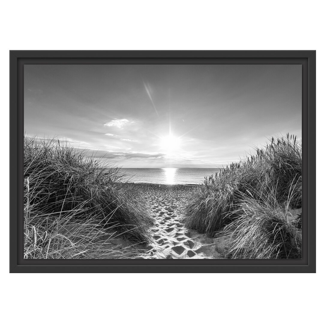 Gerahmtes Wandbild der Weg ins Meer Kunst B&W