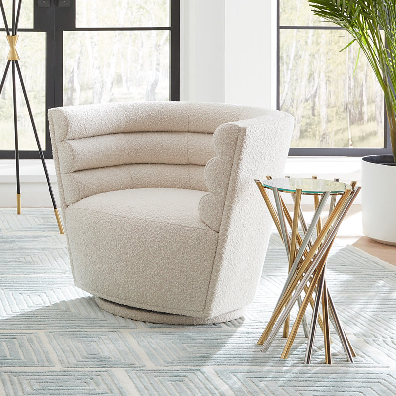 Maxime Swivel Club Chair, Olympus Oatmeal Boucle