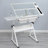 White Adjustable Tempered Glass Drafting Printing Table With Chair-2047970458