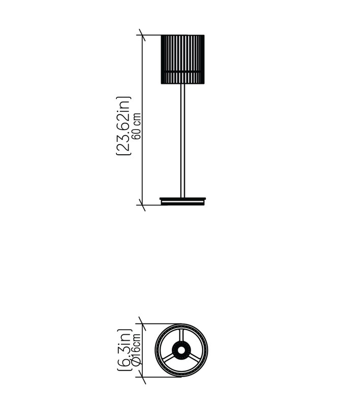 Lampe de table en panneau de fibres à densité moyenne Living Hinges, H 23,62 po x l 6,3 po x P 6,3 po, Noyer noir