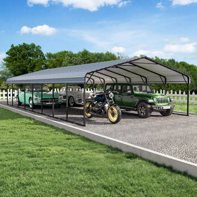 20 Ft. W x 40 Ft. D Heavy Duty Carport with Galvanized Steel Roof