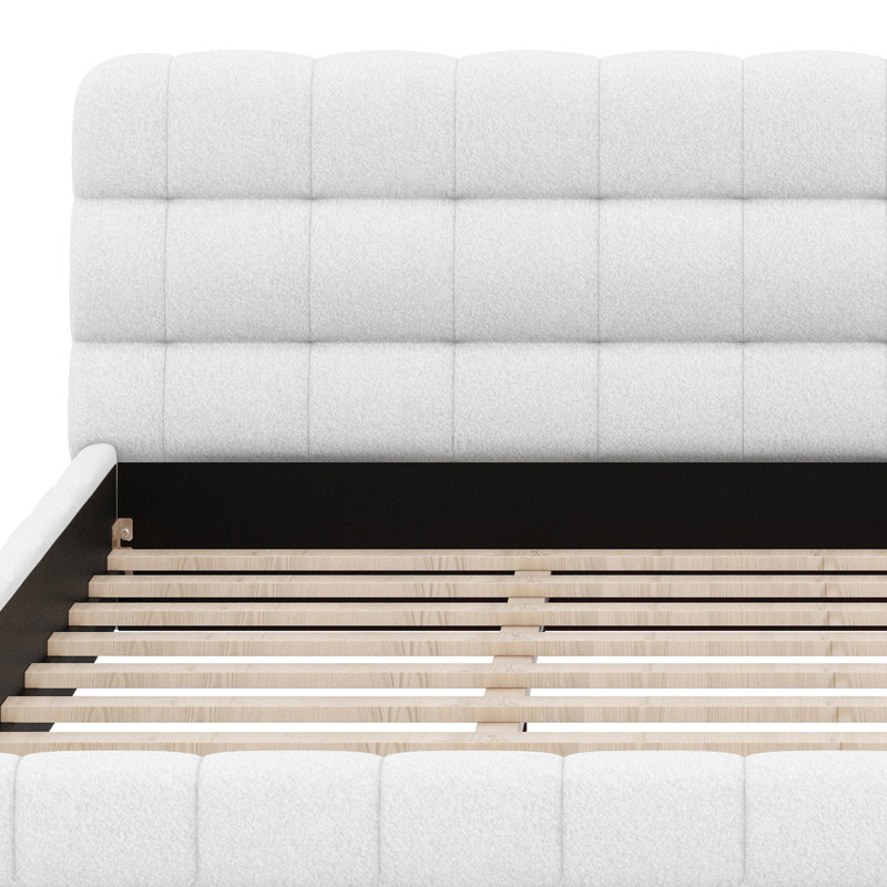 Lit tapissier Boucle, Blanc