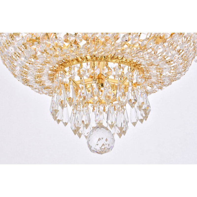 Lustre empire unique à 8 lumières avec accents de cristal Stoltz, Or