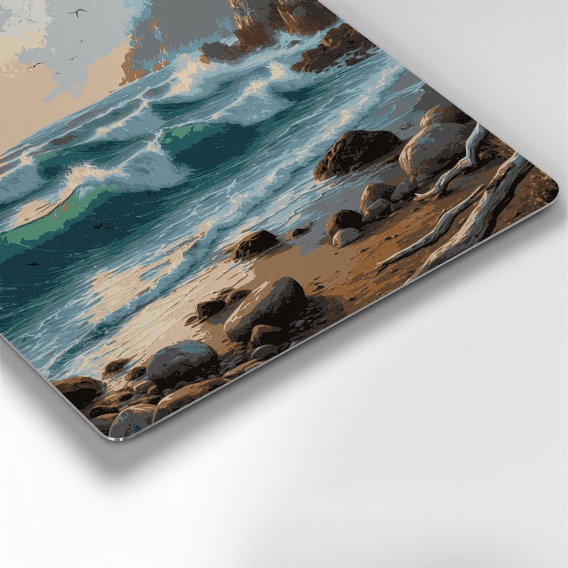 Art mural gris en métal Coastal Seaside Escape, H 12 po x l 12 po