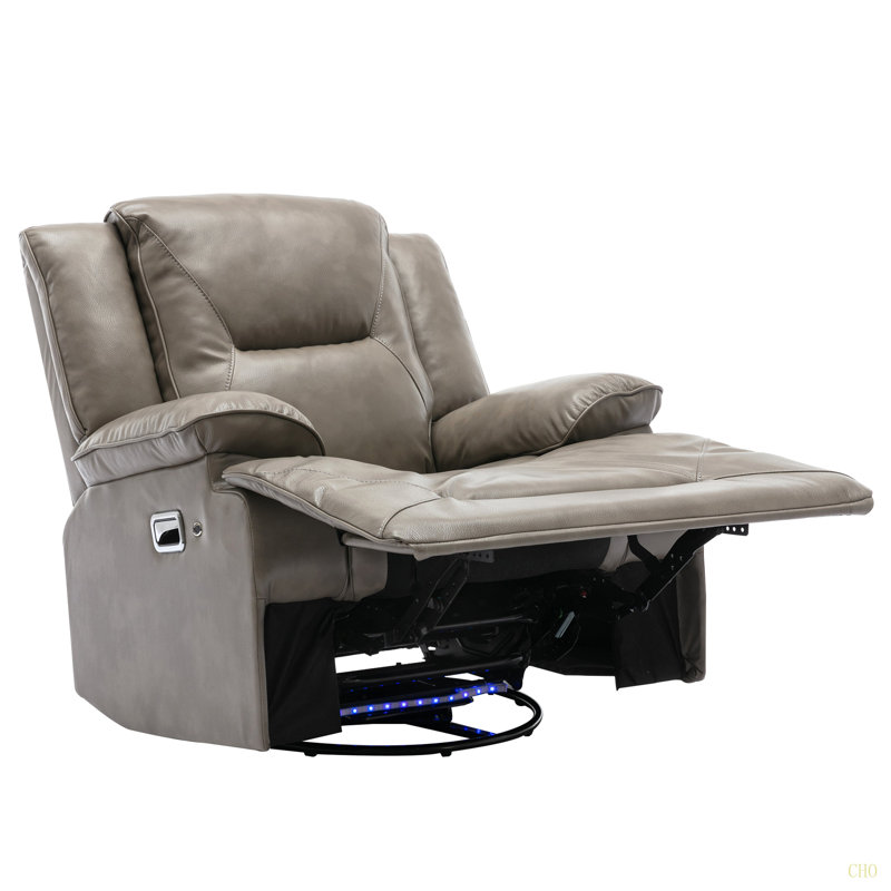 Fauteuil inclinable manuel et pivotant à 360 ° avec bande lumineuse à DEL pour salon, chambre à coucher, gris, Gris