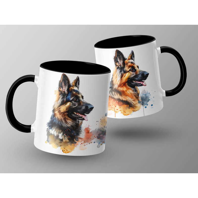 11oz Watercolour German Shepherd Design Coffee Mug, 3