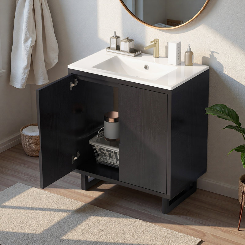30" Bathroom Vanity Set With Sink, Black