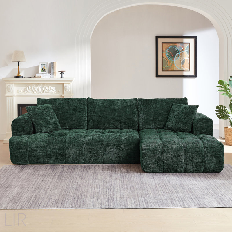 Canapé modulaire surdimensionné en L Chenille, design minimaliste, canapé-lit confortable pour les salons, les appartements et les espaces de réception