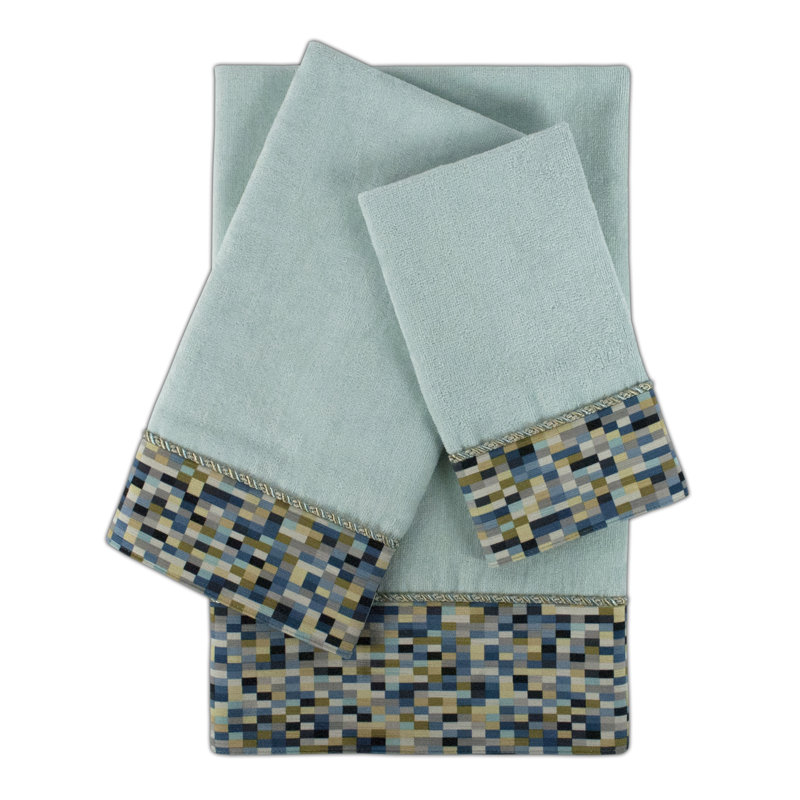 Ensemble de serviettes en coton 3 pièces 100% oreville, Bleu pâle