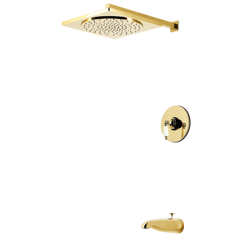Robinet de baignoire et douche à pression équilibrée Kingston, Polished Brass