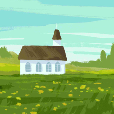 Peinture sur toile Meadow Church