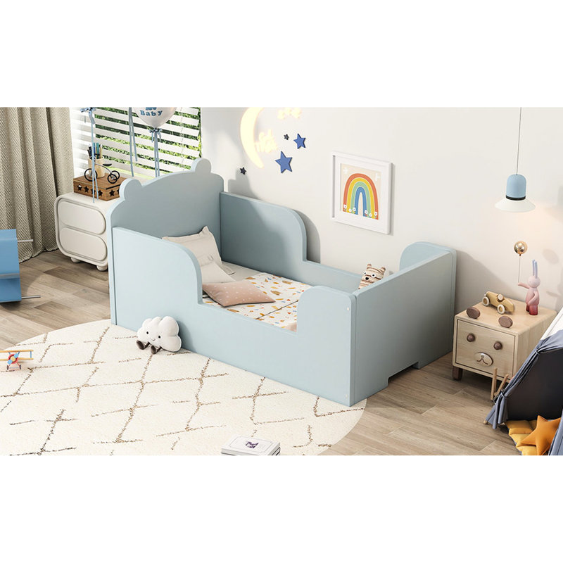 Lit de 3 à 6 ans, forme d'ours bleu, lit de bébé stable et confortable pendant des années, style, confort et durabilité