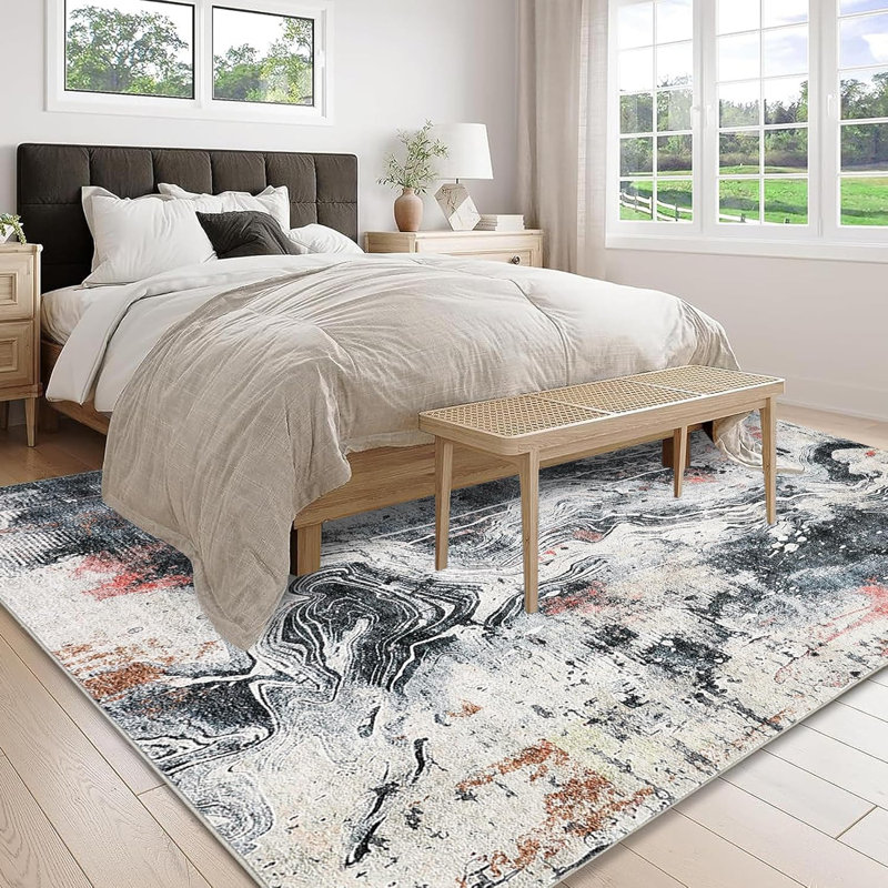 Area Rugs 4x6, Non-Slip, Machine Washable Oriental Rugs, Low Pile, Soft Ultra-Thin Carpet for Living Room, Bedroom, Dining Room, Office