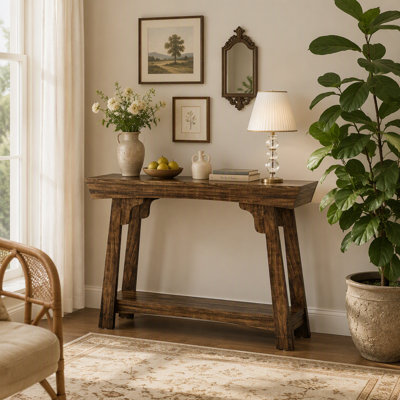 41" Console Table, Farmhouse 2-Tier Sofa Table Entryway Table with Storage Shelf