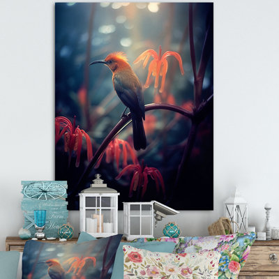 Oiseau jaune sur une fleur de cerisier V sur toile