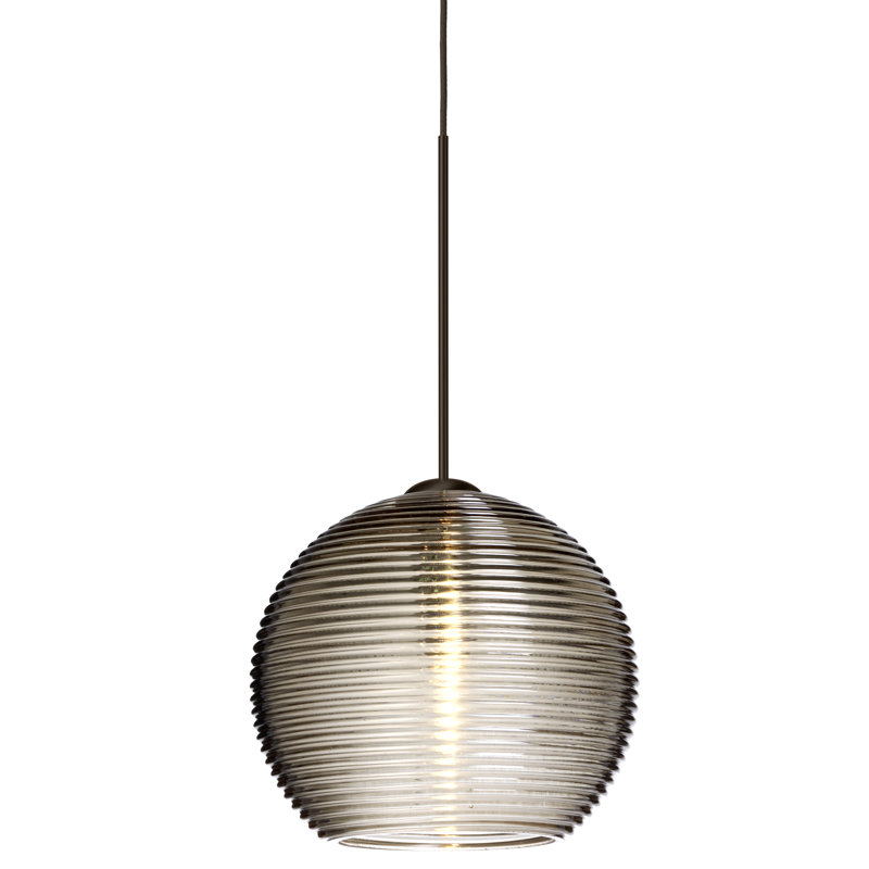 Luminaire suspendu sphère 1 lumière Kristall, Fumée, Bronze brossé