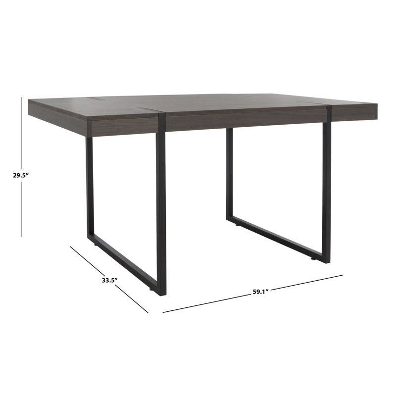 Table de salle à manger 59,06 po Theertha, Noir, Gris anthracite