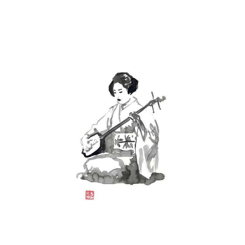Shamisen by Péchane - Print on Canvas, Wrapped Canvas, 101.6 cm H x 66.04 cm W x 1.91 cm D