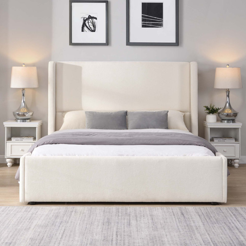 Lit tapissier élégant avec tête de lit haute pour la chambre à coucher