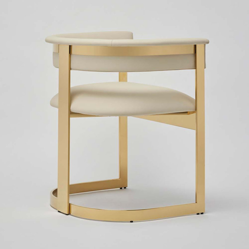 Darcy Leather Arm Chair, Buff Cream, Polished Brass