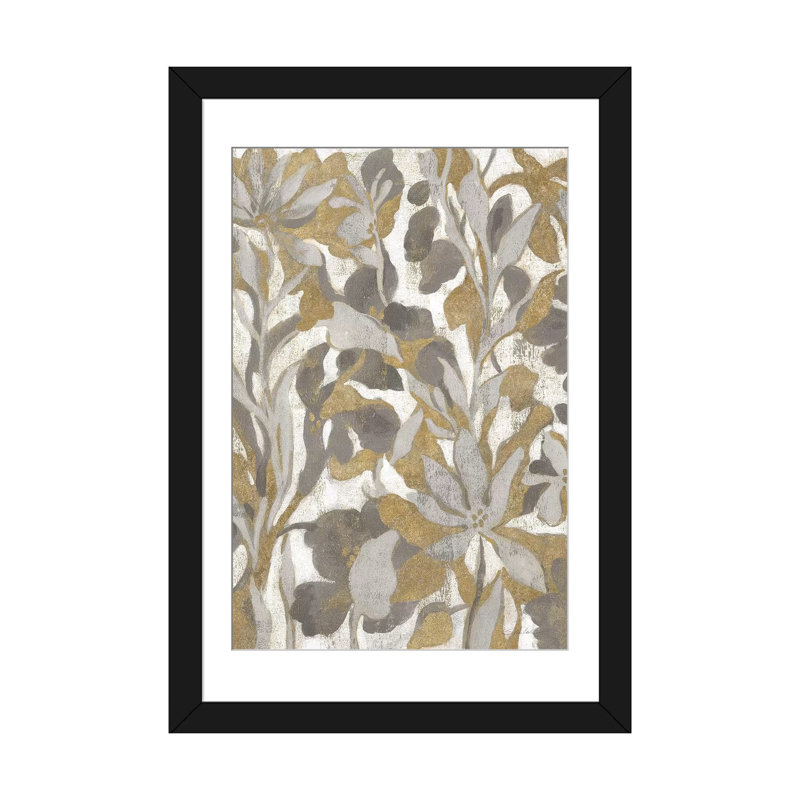 «Painted Tropical Screen I Grey Gold» par Silvia Vassileva, impression sur toile, H 24 po x l 16 po x P 1 po, Blanc