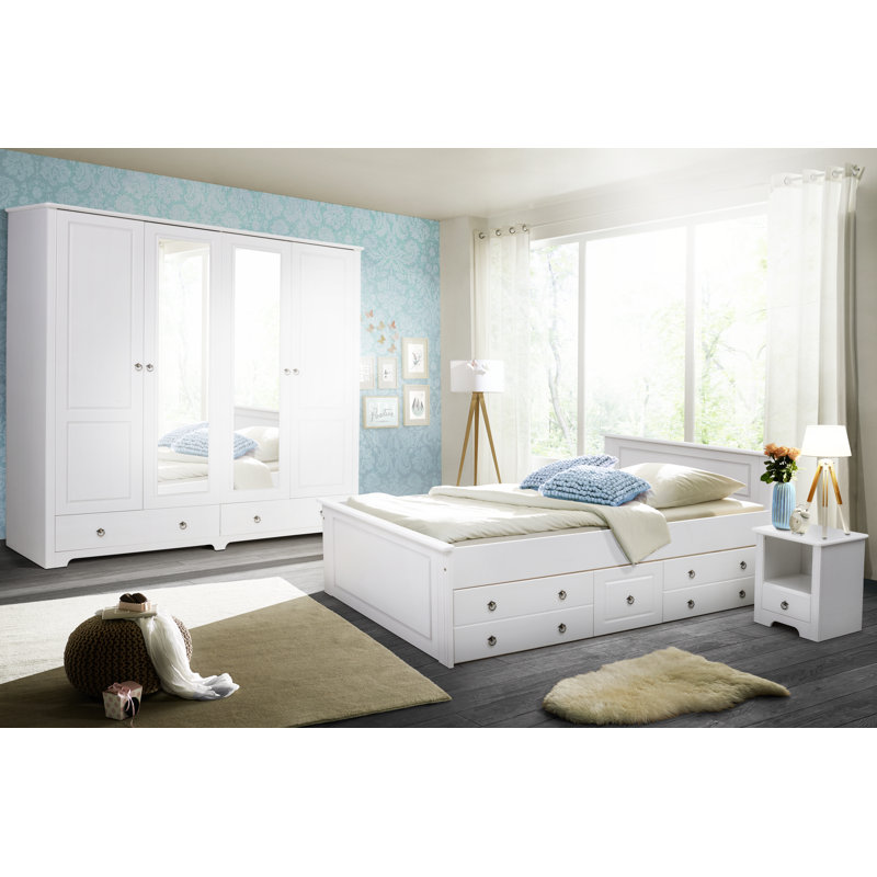 Sasha 4 Door Solid Wood Wardrobe, White 
