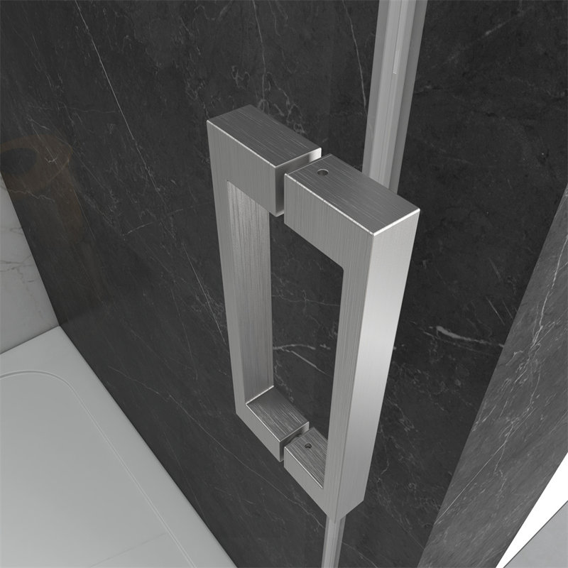 76 W 60 H Frameless Rectangle Reversible Shower Stall, Nickel