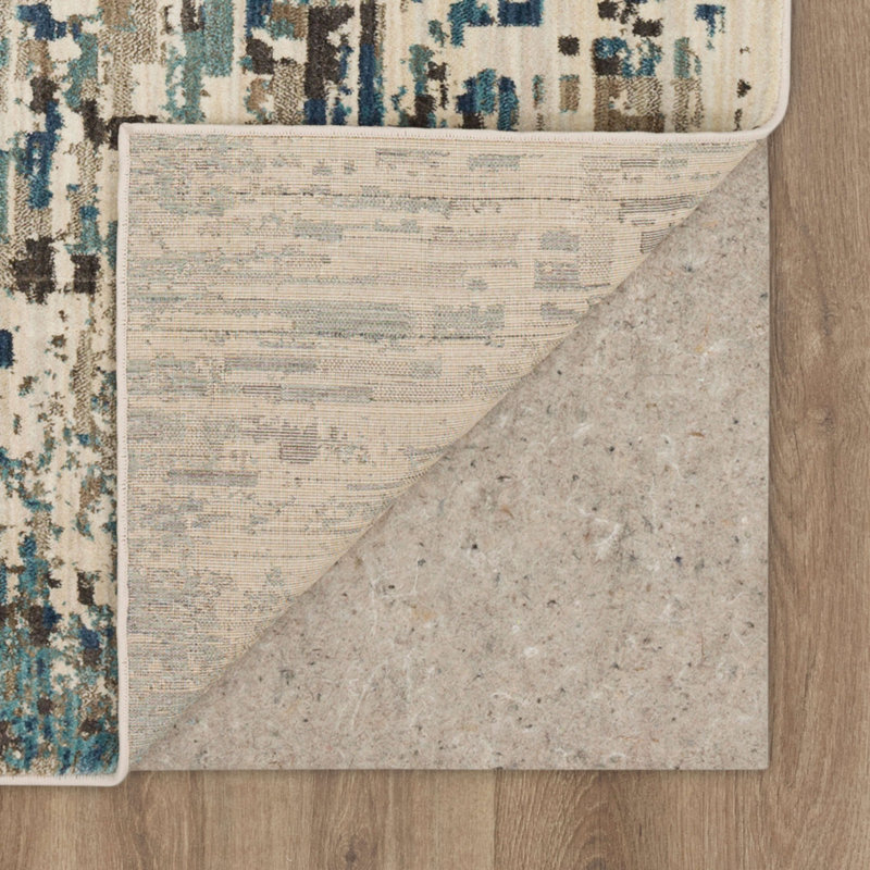 Abstract Lagoon & Taupe Easy-Care Runner Rug, 28" x 94"