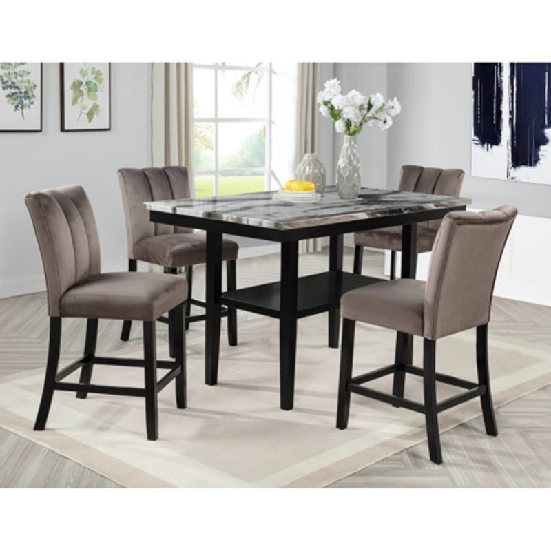 Ensemble de 2 chaises à hauteur de comptoir rembourrées en cèdre brun - parfaites pour les salles à manger de cuisine