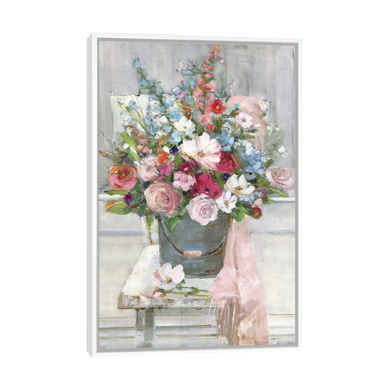«Sit Down for a Spell» par Sally Swatland - reproduction d'art, H 48 po x l 32 po x P 1,5 po, Toile blanche encadrée
