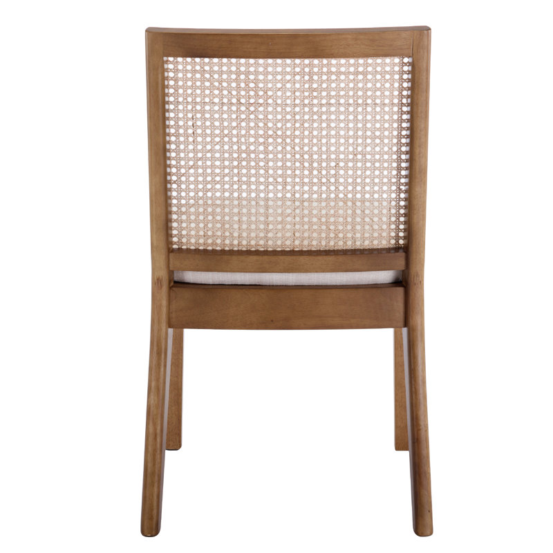 19.75cm H Upholstered Side Chair, Linen Beige, Brown