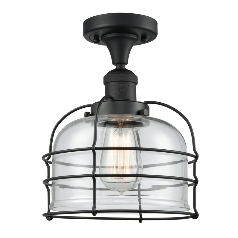 Trevon Glass Semi Flush Mount, LED, Clear, Matte Black