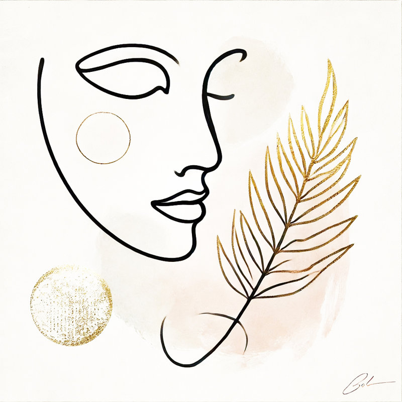 Golden Grace - art mural minimaliste sur toile tendue, H 40 po x l 40 po