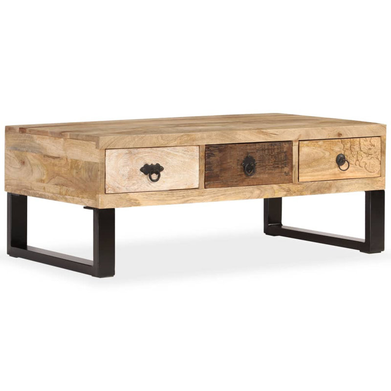 Table basse simple avec rangement Amos, Chêne