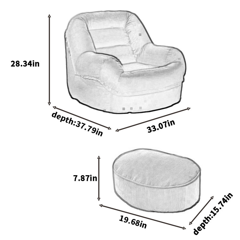 Retro Rest Bean Bag Sofa, Green Corduroy