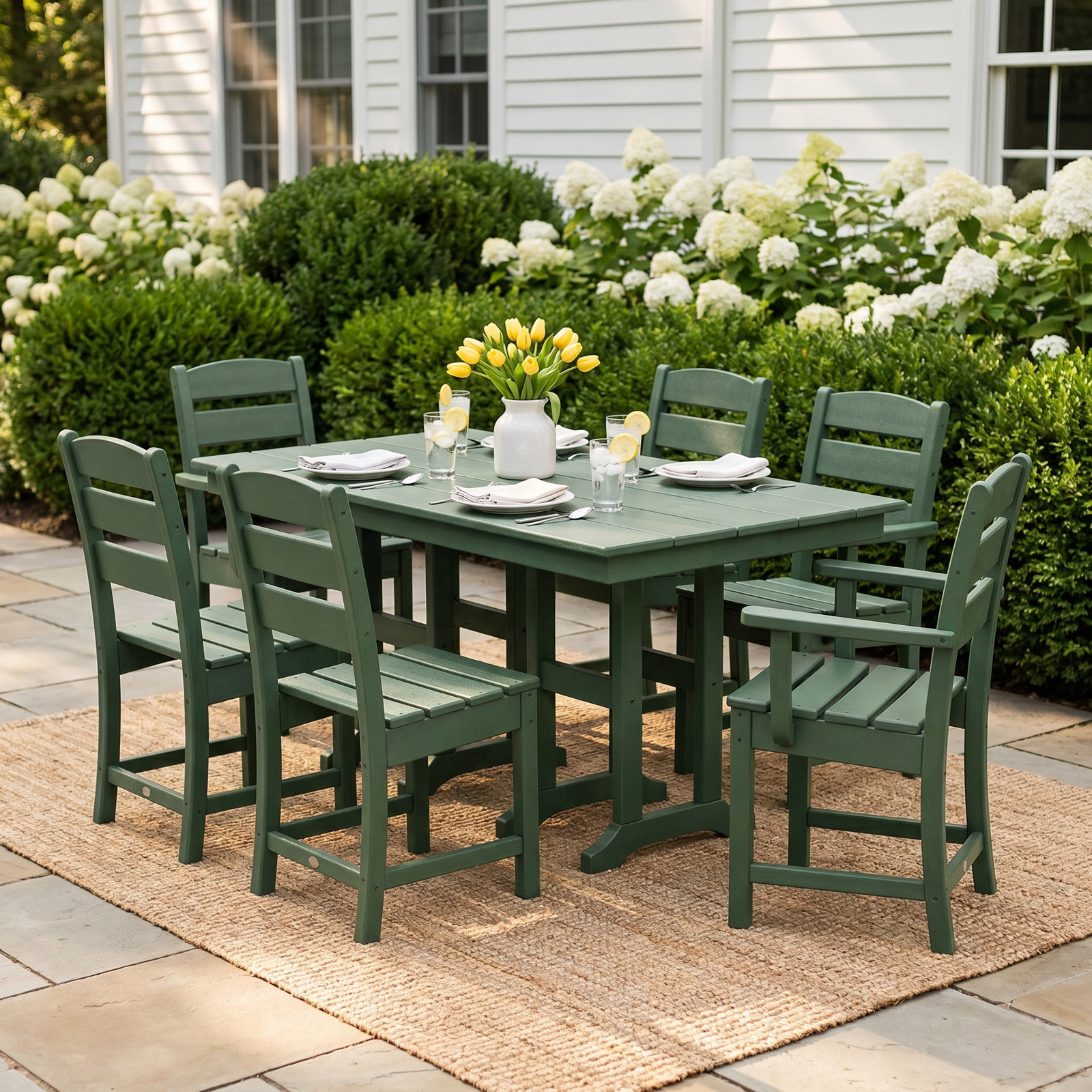 POLYWOOD® Lakeside 72" Patio Dining Set, Green