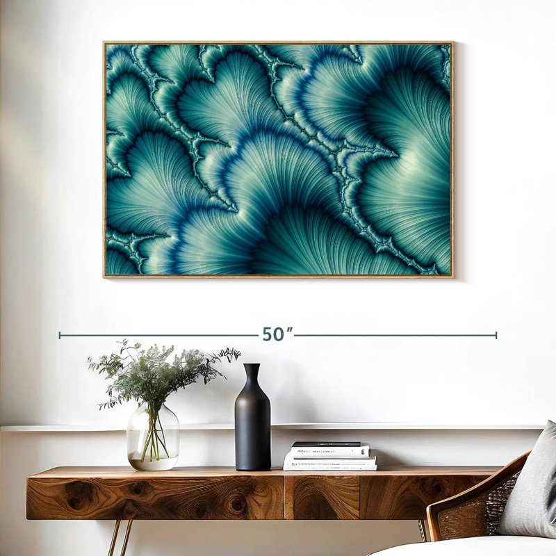 Pétales numériques Chrishayla, Cadre flottant en bois naturel, 40 po x 27 po