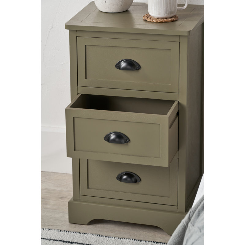 41cm W 3 - Drawer Chest of Drawers, Olive Green/Black