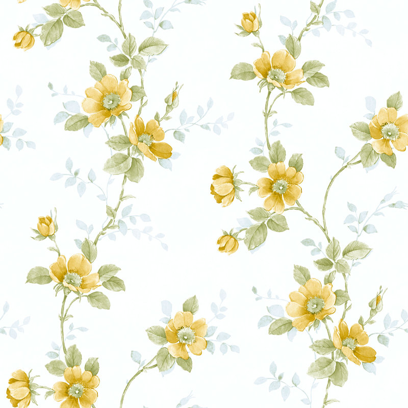 Kaydence 10m x 53cm Matte Wallpaper Roll, White/Yellow