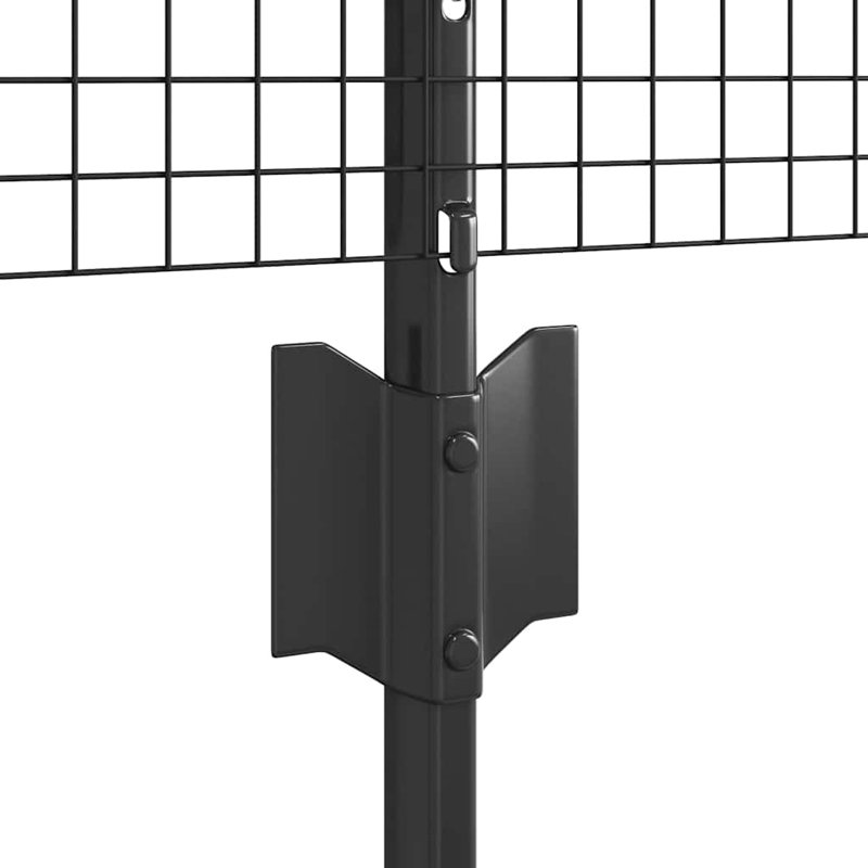 Vidaxl Fence With Posts Steel, Grey, 60cm H x 2500cm W x 2.7cm D