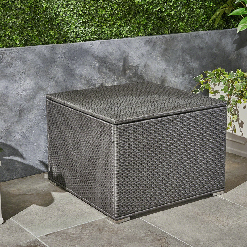 Afsana Wicker Outdoor Ottoman, Gray