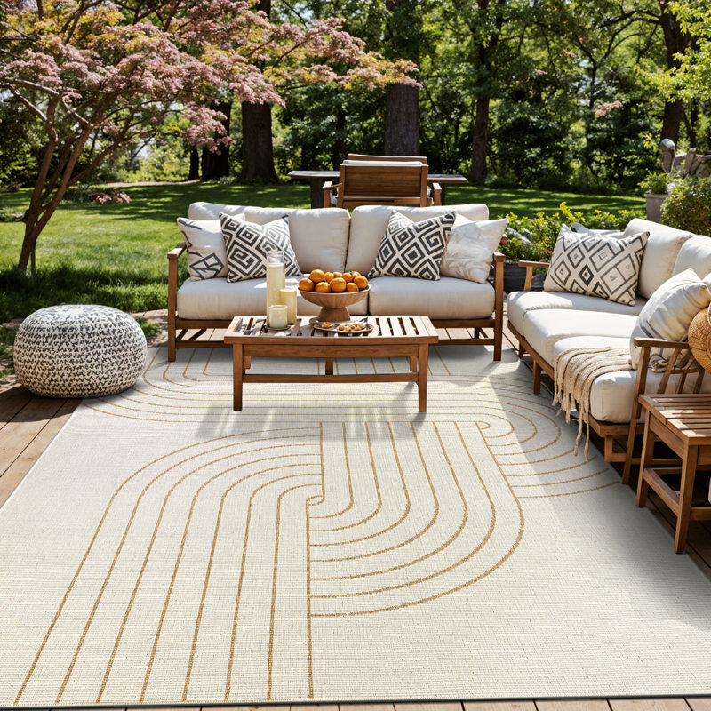 Tapis intérieur / extérieur réversible Modern Abstract Lines, Rectangle 7 pi 10 po x 10 pi