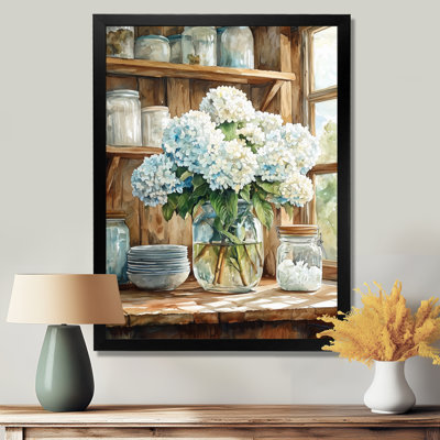 Hortensias dans la ferme III - Décoration murale florale