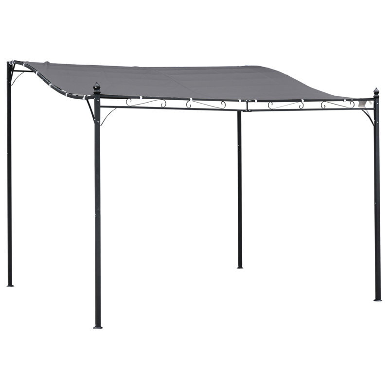 10' X 10' Steel Outdoor Pergola Gazebo, Patio Canopy With Weather-Resistant Fabric And Drainage Holes For Backyard Pool Deck Garden