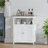 Modern Free-Standing Storage Cabinet With Double Doors And Adjustable Shelf For Bathroom, Kitchen, Living Room Or Entryway